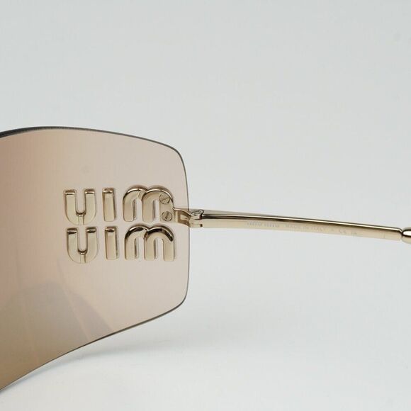 NEW Miu Miu MU54YS ZVN20F Gold Pink Mirror Wraparound Rimless Women Sunglasses main image 7